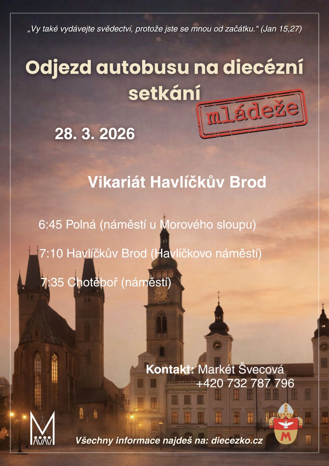 Plakátek s informacemi o společné dopravě.